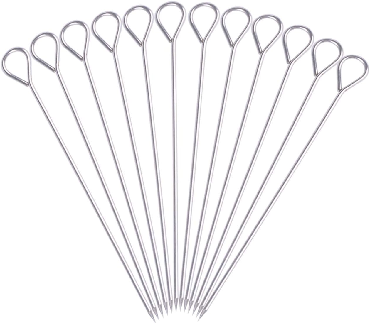 8 Inch Stainless Steel BBQ Skewers, Shish Kebab Kabob Skewers 12 pcs