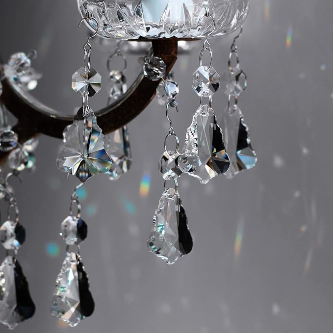 12pcs Crystal Prism Suncatchers, Hanging Crystals Chandelier Replacement for Windows, Christmas Trees Shape Rainbow Maker Home Decoration