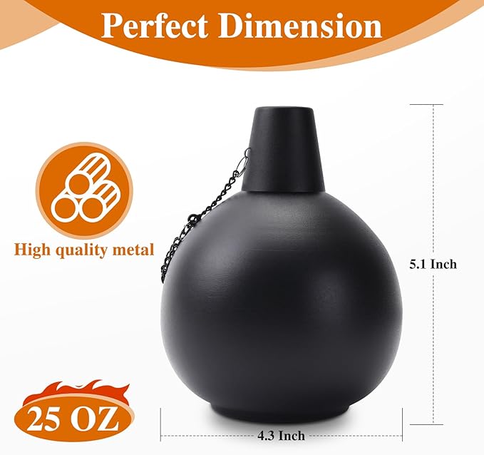 4 Pack Citronella Tabletop Torches, 25 oz Table Top Torches for Outdoor, Metal Oil Burner Candles, Garden Torches with Fiberglass Wick for Yard, Patio, Deck, Garden, Party, Landscape.