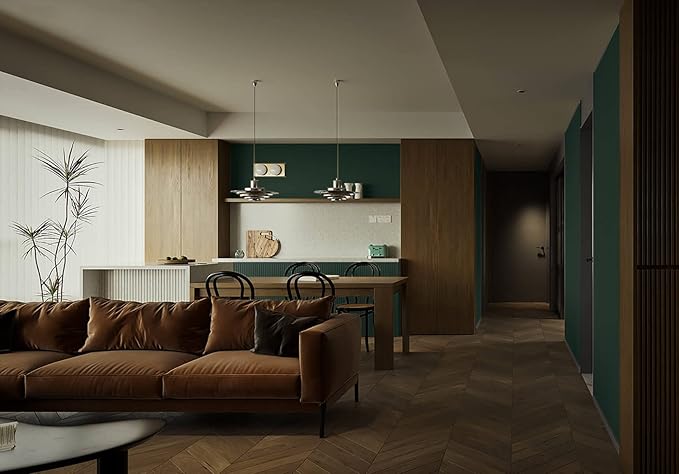 Dimoon 236''x15.7'' Emerald Dark Skin Peel and Stick Wallpaper Contact Paper Modern Self Adhesive Wall Paper Removable Renter Friendly Textured Solid Vinyl Roll (236''x15.7'',Emerald Dark Skin)