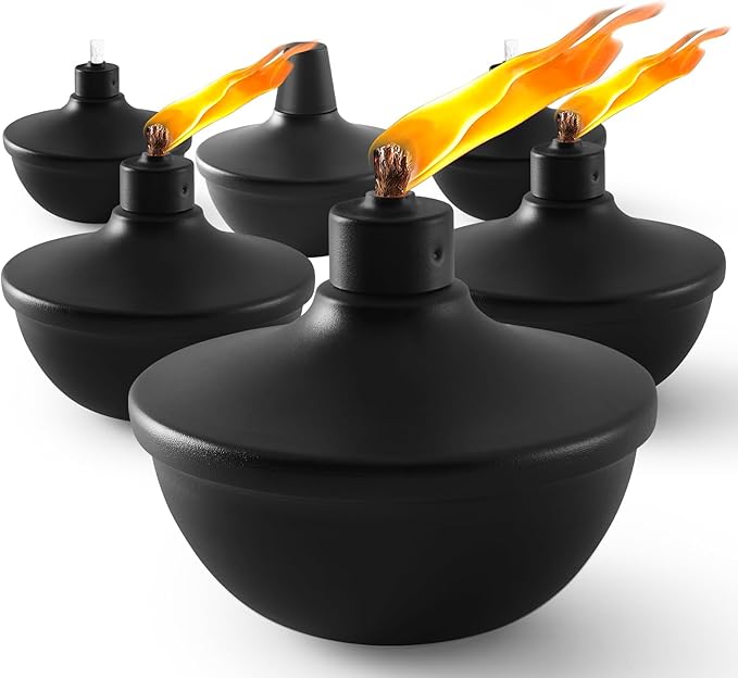 6 Pack Metal Table Top Torches,23.5 oz Citronella Torches for Outside,Refillable Flame Light Torch with Wicks and Covers for Party, Garden Decor,DIY