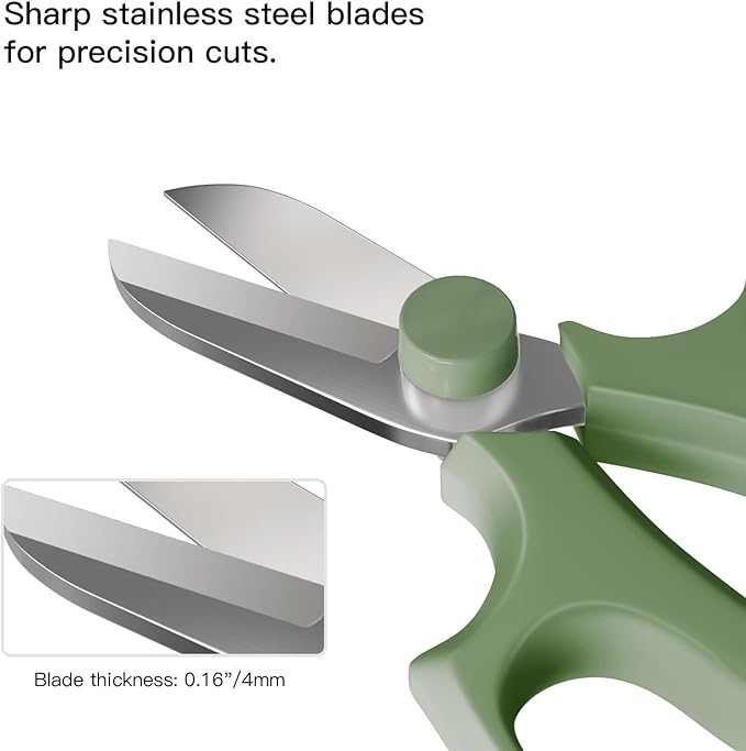 Flower Scissors, Strong Floral Shears, Premium Steel Garden Pruning Shears Floral Fruits Leaf Scissors Hand Pruner Snip Trimming Tool for Gardening Flower Arrangement, Avocado Green