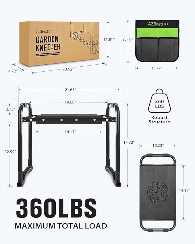 Garden Kneeler and Seat Heavy Duty, Upgraded Widened to 10" Stable Wear-Resistant Prevent Knee and Back Pain, Foldable Gardening Stool - Beautiful Logo high-end 2 Large Tool Bags Gift for Men