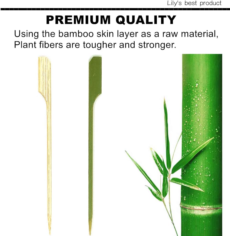 HOPELF 4.7 inch Bamboo Paddle Picks Skewers for Cocktail，Appetizers，Fruit Kabobs，Sandwich，Barbeque Snacks.Wood pick More Size Choices 3.5''/ 4.7''/ 7''/ 10'' (Pack of 100)