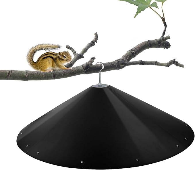 24-inch Large Outdoor Squirrel Baffles for Bird Feeders Pole, Baffle with Metal Frame, Squirrel Guard for Bird Houses, Two Way Use, Black Color