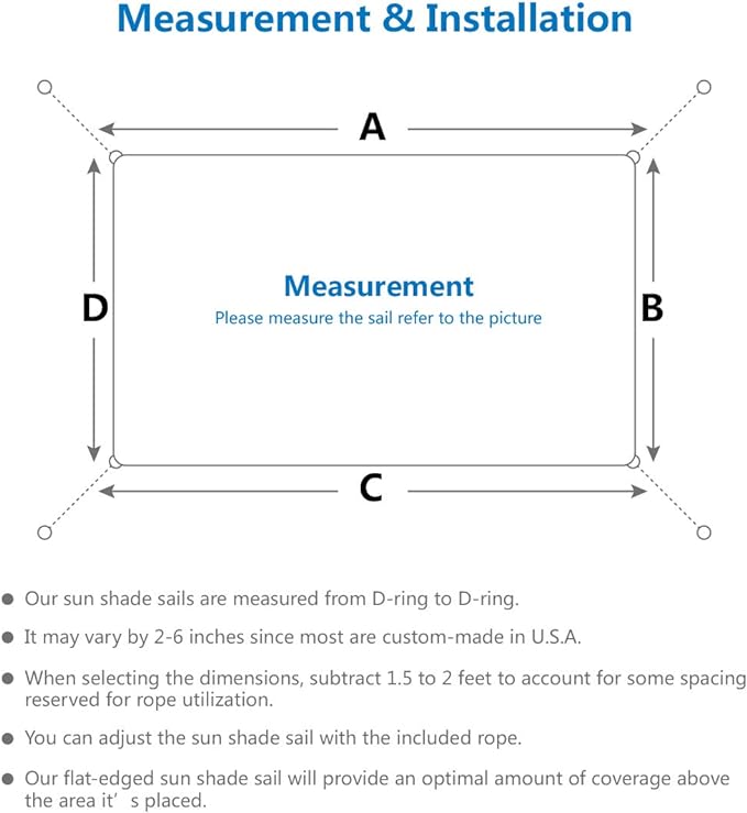Eden's Decor Straight Flat-Edged Sun Shade Sail Rectangular 15' x 19' Wheat UV-Blocking Outdoor Canopy Fabric Cloth Awning for Pergola Patio Garden Backyard Custom Size