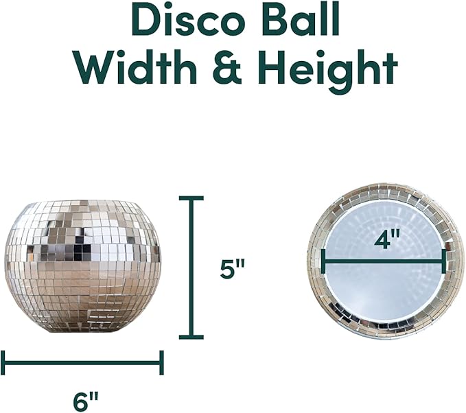 Hanging Disco Ball Planter 8" - with Acrylic Stand and Macrame Plant Hanger - Home Décor, Room Décor, Mirror Disco Planter, Disco Decor (6" with White Hanger, Flat Base)