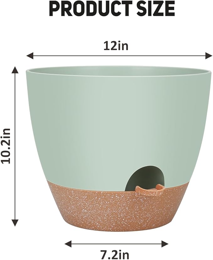 12 inch Large Self Watering Plant Pots, Flower Pots Planters with Multi Mesh Drainage Holes for Indoor Outdoor Garden Plants and Flowers
