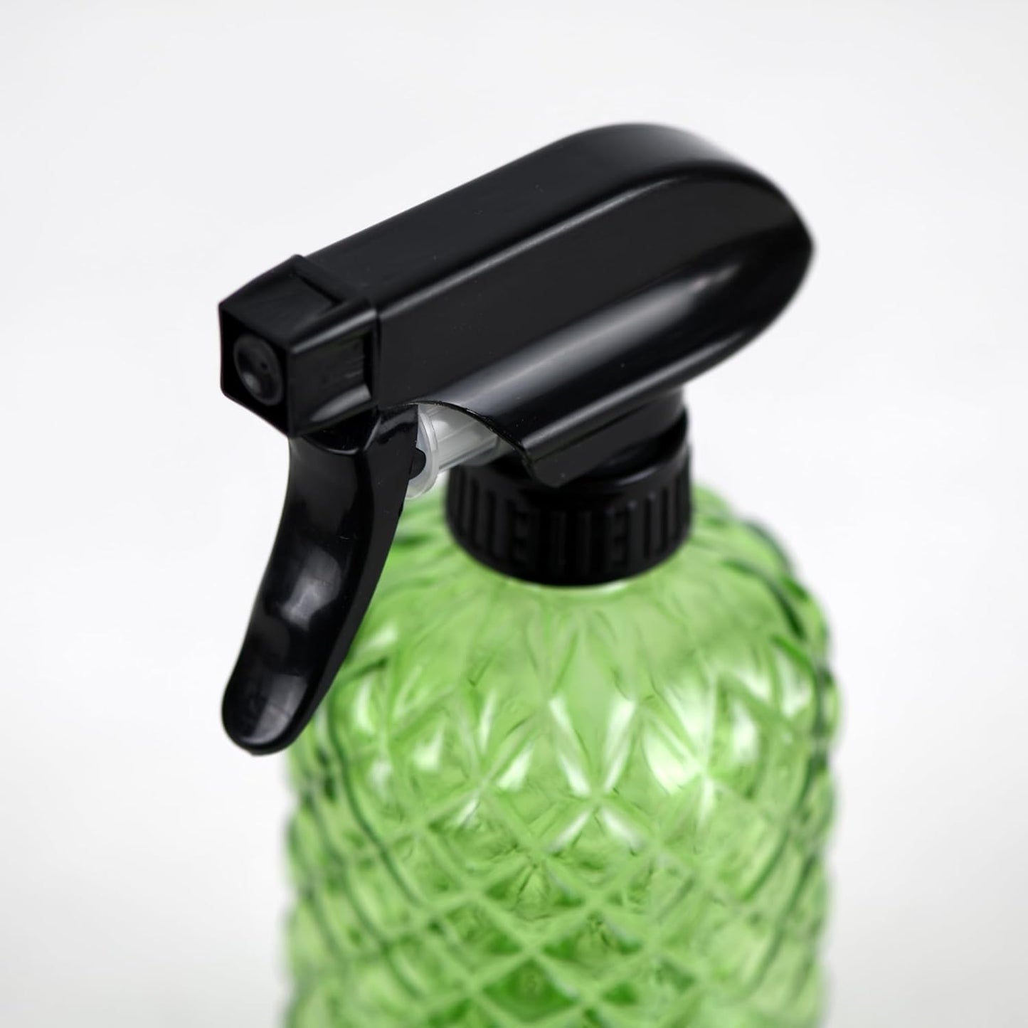 12Oz Glass Plant Spray Bottle, Gem Pattern Glass Sprayer, Watering Can with Black Plastic Top Pump, Handheld Watering Can for Indoor Outdoor Potted Plants and Greenery (Green)