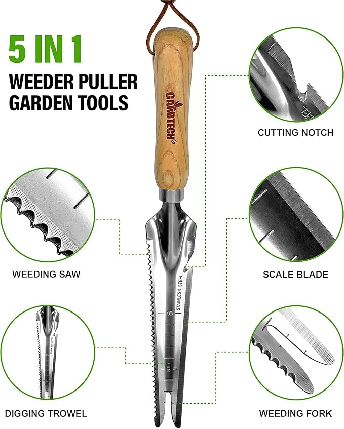 Hand Weeder Puller Tool, Dandelion Fork Weeding Knife Tool - 2023 New Garden Tool for Weeders Easy Quick Clean Removal Root Digging - Original Multi Use Rust-Resistance (13.8in)