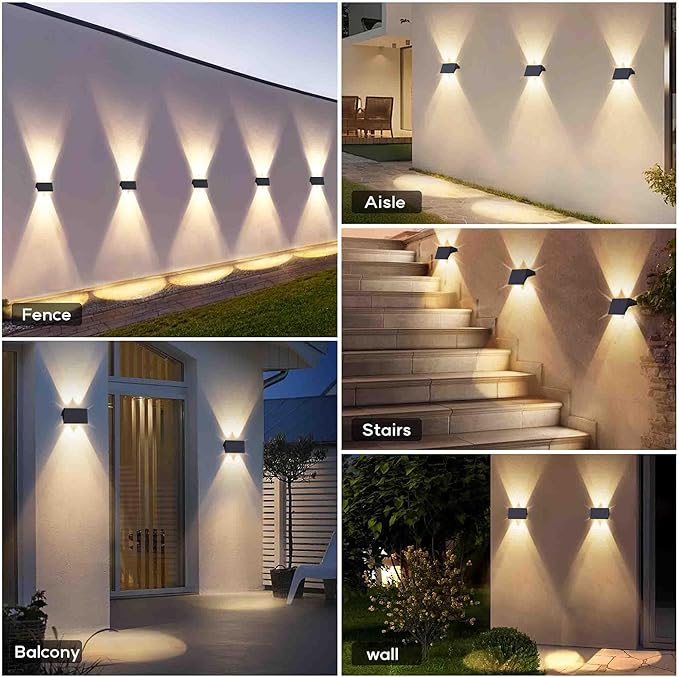 Fence Lights Solar Powered, 12-Pack Solar Fence Lights Up/Down Flexible Buttons, IP67 Waterproof for Outdoor, 120LM Bright, Auto Dusk to Dawn for Wall/Stairs/Yard/Railing/Deck/Pathway (Warm White)