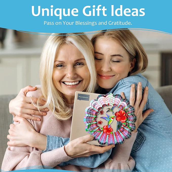 Hummingbird Wind Spinners Outdoor,6in Mandala Wind Spinner Hummingbird Gift for Women Men,Wind Spinner for Yard and Garden,Wind Sculpture for Yard Art Decorations,Christmas Decoration