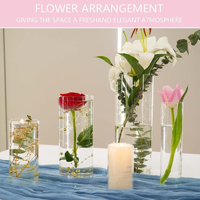 60pcs Glass Vase Cylinder Vases for Centerpieces Small Flower Glass Clear Vases Home Decor Centerpiece Table Flower Vase Decorations for Wedding Decoration＆Holiday Mixed Sizes Tall