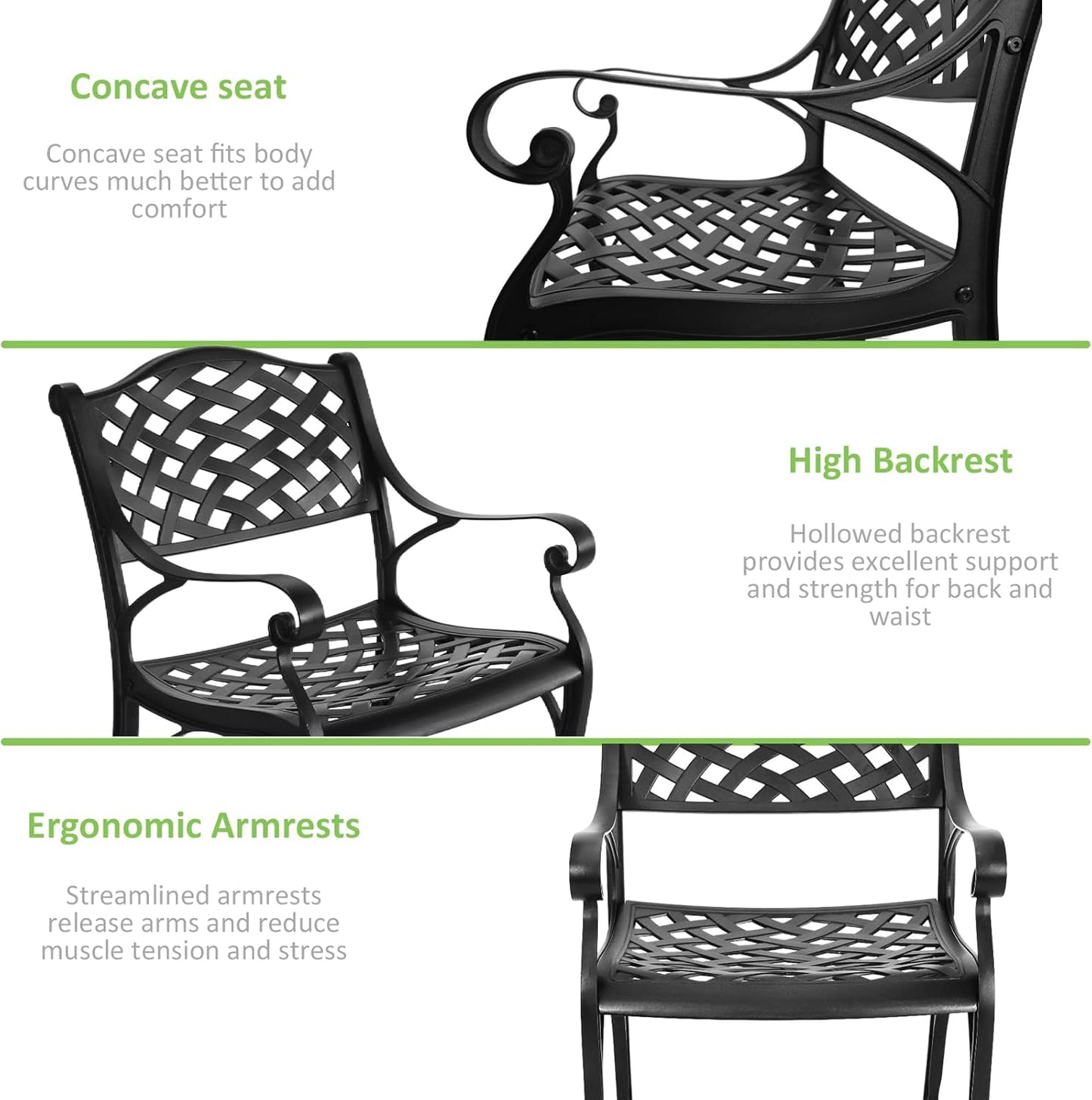 5 Piece Patio Dining Set, All-Weather Metal Outdoor Table and Chairs Set of 4, Cast Aluminum Patio Furniture Set for Patio, Garden, Backyard, Balcony