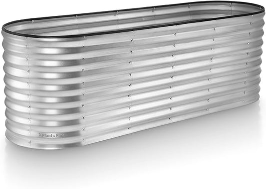 Galvanized Raised Garden Beds Outdoor // 6×2×2 ft Planter Raised Beds for Gardening, Vegetables, Flowers // Large Metal Garden Box (Silver) // Patented Tool-Free Design