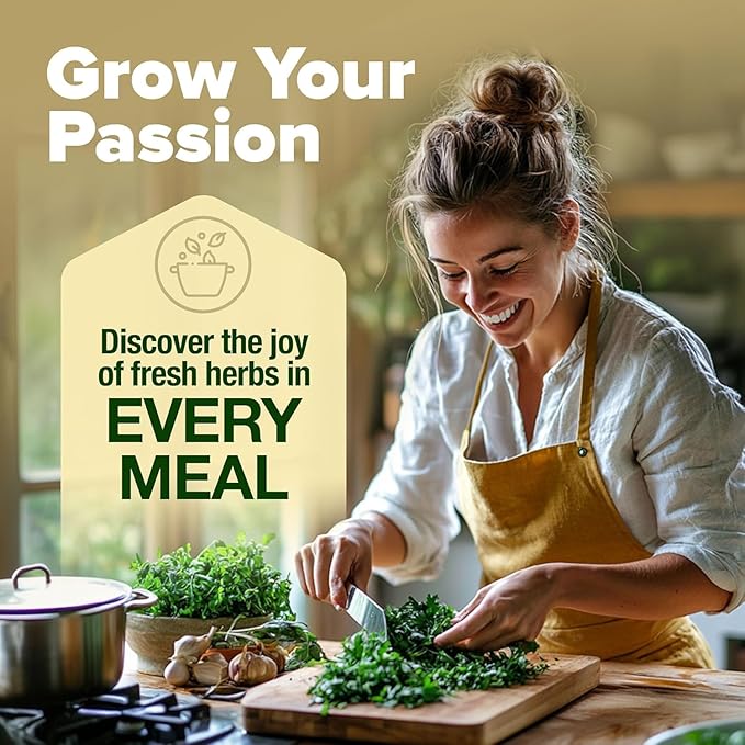 HOME GROWN 𝗣𝗥𝗘𝗠𝗜𝗨𝗠 𝗛𝗘𝗥𝗕 𝗞𝗜𝗧 8 Herb Seeds Garden Kit, Complete Indoor Planter Gift with Basil Cilantro Mint & More, Unique Kitchen Growing Set for Women Men, Birthday Housewarming Present