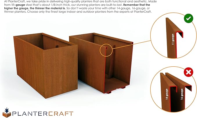 Extra Large Corten Steel Planter Box – 96"x18"x24" Rectangular Outdoor Metal Garden Bed | Heavy-Duty Rust Patina Planter for Outdoor Plants | Made in USA | Fully Assembled