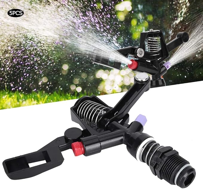 5PCS Garden Impulse Sprinkler Impact Sprinkler for Watering Irrigation, 3/4in DN20 Male Thread