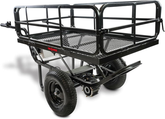 Electric Powered Utility Cart 350 LBS Capacity with Metal Mesh Deck Collapsible/Removable Sides 8 Hour Battery Life