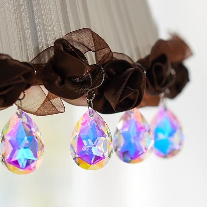 10pcs 38mm Suncatcher Crystal Teardrops Chandelier Parts,Chandelier Crystal Prisms Pendants with Hook,Hanging Crystals for Lamp Window Christmas Tree Decoration(AB Colors)