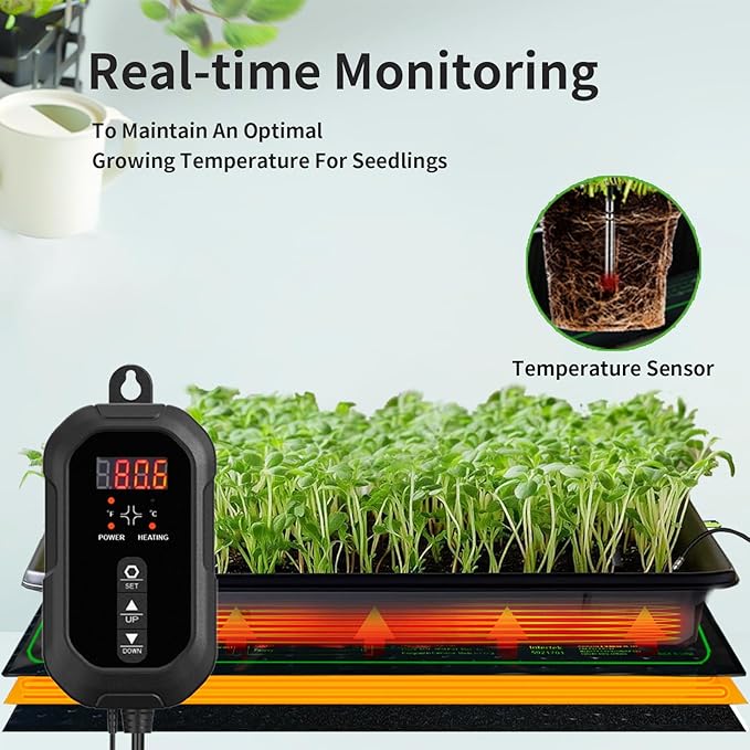 20"x 20" Seedling Heat Mat with Digital Thermostat Combo Set,ETL Certified and Durable Waterproof Warm Hydroponic Heat Mat for Germination,Indoor Gardening,Brewing and Greenhouses