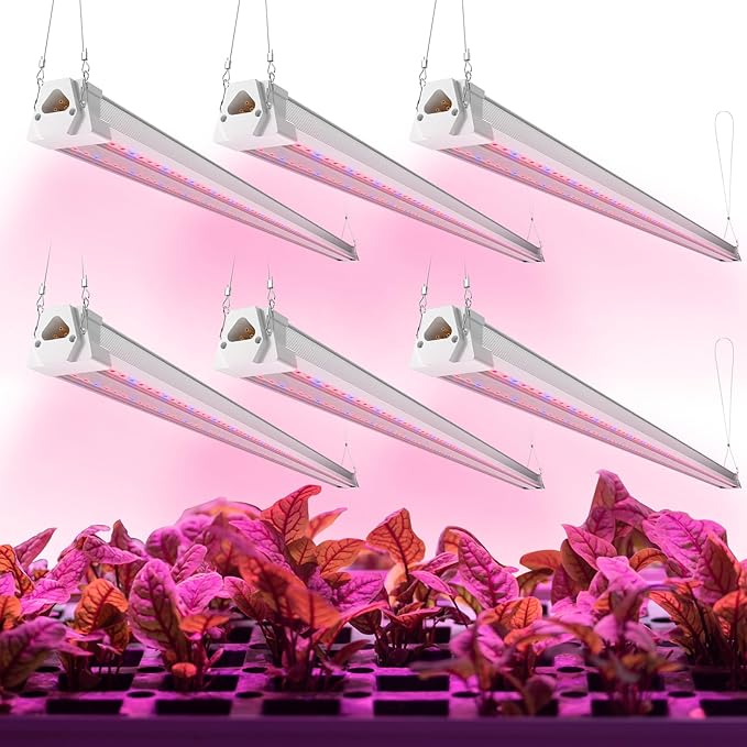 FREELICHT 6 Pack 4FT LED Grow Light, 40W (250W Equivalent), Red Blue (660nm+460nm) Full Spectrum Grow Light for Indoor Plants, Linkable Plug in Plant Growing Lamps for Hydroponic Seeding Veg Flower