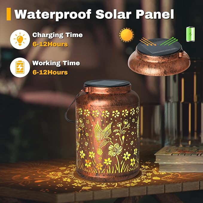 Hummingbird Lanterns Outdoor, Waterproof Hanging Lantern Garden Decor, Birthday Gifts for Women, Men, Mom, Mothers Day Gifts, Lights Outdoor Apply Patio, Yard, Lawn, Balcony