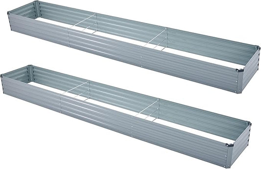 12x2x1ft(2 Pack) Galvanized Raised Garden Bed,Outdoor Planter Box Metal Patio Kit Planting Bed for Vegetables Flowers Herb,Grey