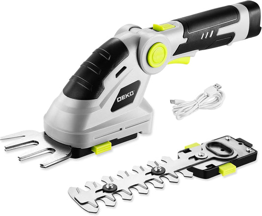 Hedge Trimmer Cordless Grass Shear: DEKOPRO 8V Electric Bush Trimmer Grass Cutter Trimmer, 2 in 1 Handheld Hedge Trimmers for Garden Lawn Hedge Yard, Lithium-Ion Battery and Type-C Cable Included