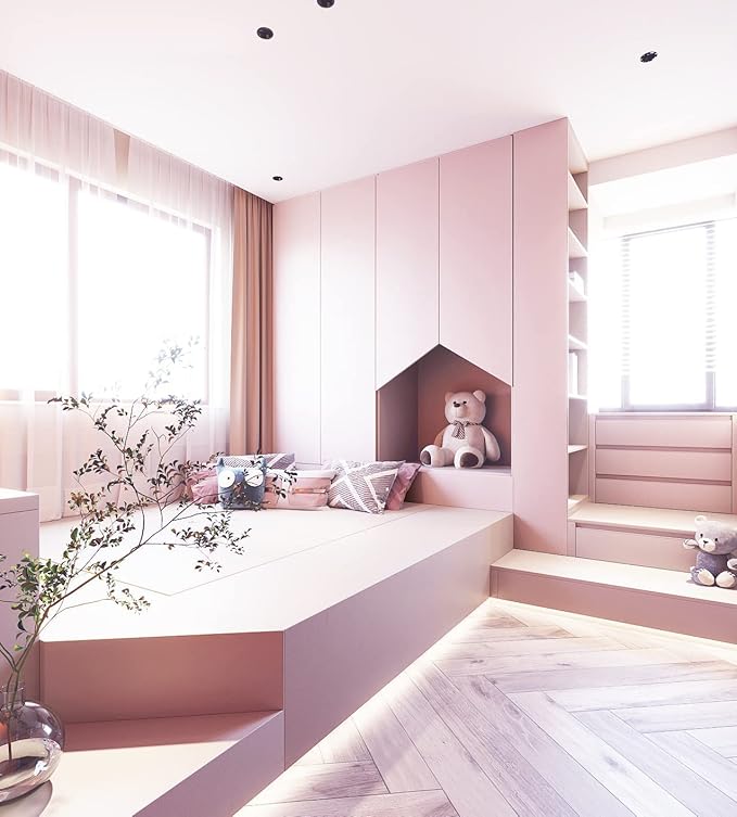 Dimoon 110''x17.7'' Pink Peel and Stick Wallpaper Contact Paper Modern Self Adhesive Wall Paper Removable Renter Friendly Textured Solid Color Shelf Cabinet Vinyl Roll (110''x17.7'',Light Pink)