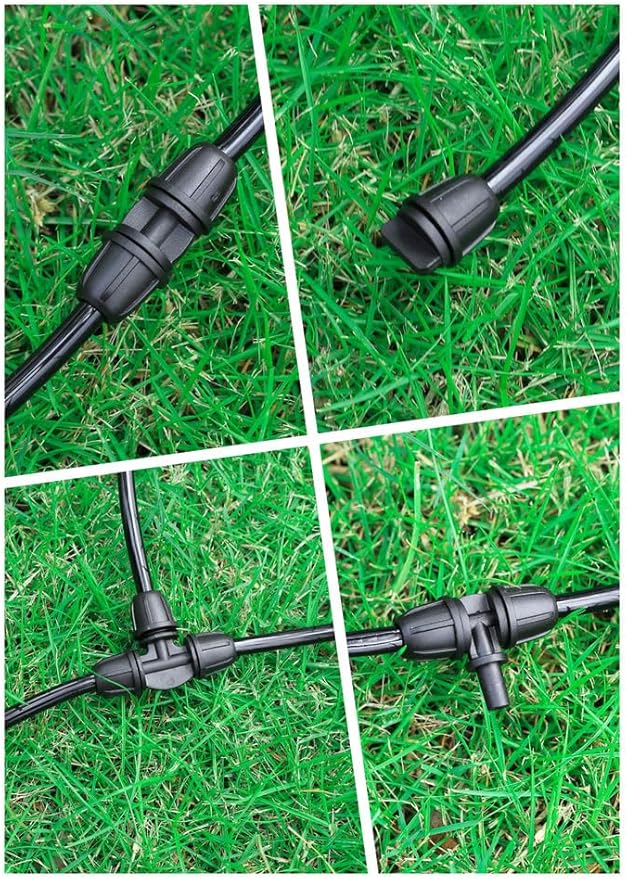 20-Pack Quick-Connect Locking 1/4" Drip Irrigation Tee 4-Way Cross, Upgraded Coupling Connectors, Tee Fittings for 1/4 Inch Irrigation Tubing, Drip Kit (Cross - 20 Pack)