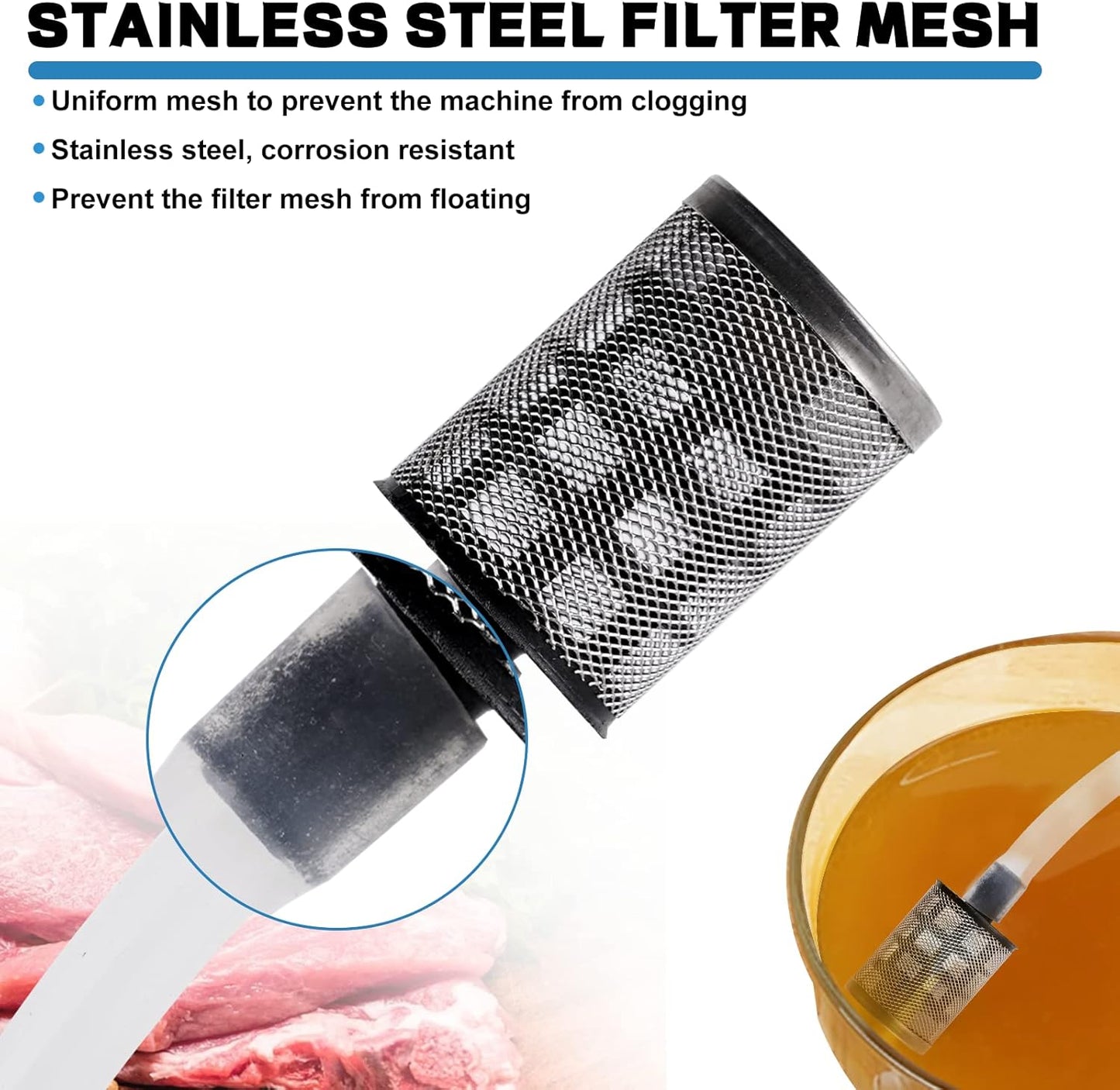 Electric Meat Injector Gun Pump with Hose, 50W Automatic Marinade Injector Syringe Kit for BBQ, Turkey Pork Beef, 10 Stainless Steel Needles for Home Kitchen & Outdoor Grilling