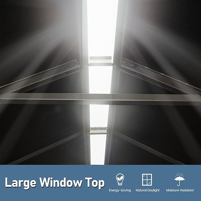 Domi 6x6 FT Outdoor Resin Storage Shed, All-Weather Double-Wall Storage Building for Backyard, Garden, Lawn Tools, Mower, Bike & Pool Equipment, Lockable Doors, Ventilated Roof, Grey