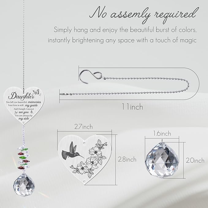 Daughter in Heaven Memorial Crystal Suncatcher, Memorial Gifts for Loss of Daughter, Loss of Daughter Sympathy Gifts, Bereavement Gifts for Loss of Daughter Rainbow Maker Hanging Decoration