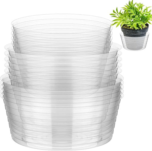 Hoolerry Plastic Plant Saucer Clear Deep Drip Tray Thickened Clear Plant Saucers Trays for Pots Deep Drip Trays for Home Garden Indoor and Outdoor Potted(15 Pcs,8, 10, 12 Inch)