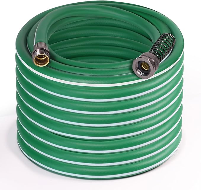 Heavy Duty Garden Hose 100 ft – Outdoor Hybird Water Hose with Solid Fitting - Flexible, Kinkless, Lightweight Garden Hose for Lawn Watering, Car Washing - Burst 500 Psi (100 ft)
