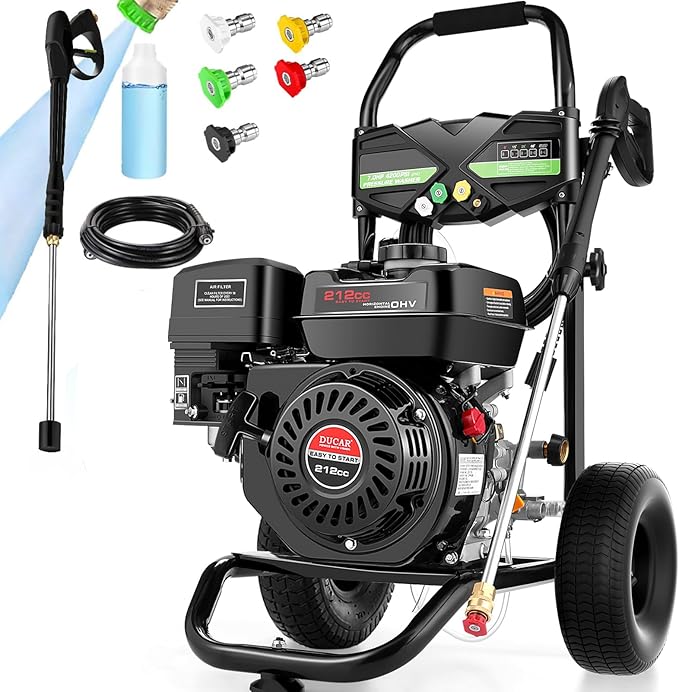 4200PSI Pressure Washer 4.0GPM Gas Power Washer 212CC Gas Powered Washing Machine Commercial High Pressure Washer with 25ft Hose&5 Nozzles for Patio Garden Yard Vehicle,EPA/CARB/ETL