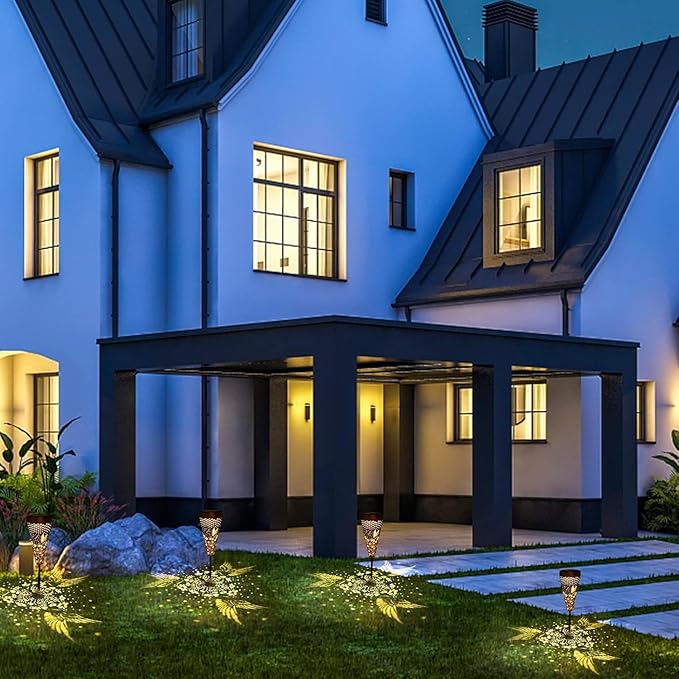 DIBIEECN 6 Pack Hummingbird Solar Pathway Lights Outdoor,Metal Garden Decorations Outdoor Lights with Patterns and Warm Light,Waterproof Landscape Lighting for Path Patio Backyard Walkway Yard