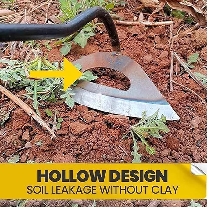 Garden Tools Hollow Hoe, All-Steel Hardened Hollow Hoe, Sharp Garden Edger Weeder, Durable Gardening Hoe Hand Tool Weed Puller Accessories for Backyard Weeding, Soil Loosening, Farm Planting (Long)