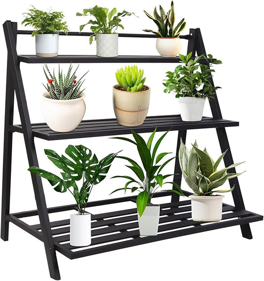 Aluminum Plants Shelf Outdoor, Multiple Flower Holder Rack, Metal Plant Stands Home Decor for Balcony Living Room Patio Garden (3-Tier)