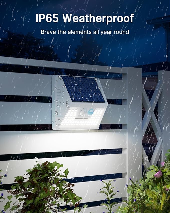 12 Pack Solar Lights Outdoor Motion Sensor, Waterproof Fence Lights with 3 Lighting Mode, Cool White LED Security Deck Lights for Outside Wall Yard Steps Stairs Garden - White