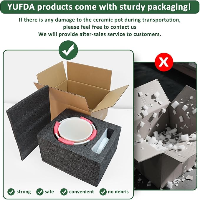 6.7 + 5.5 Inch Plant Pot, Ceramic Planter with Drainage and Saucer，Ceramic Pots for Plants, Indoor Plant pots，Succulent Orchid Flower Pot(Pure White)