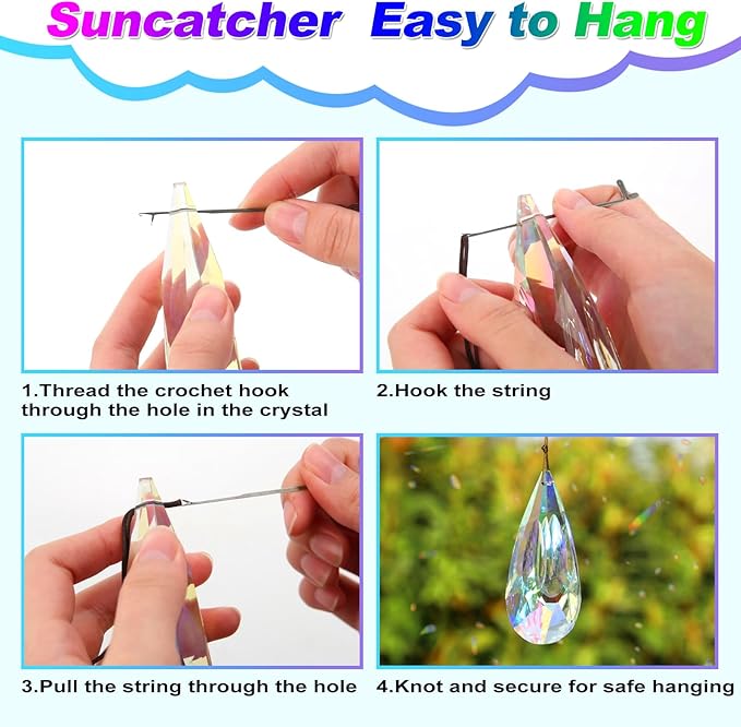 120mm Crystal Suncatcher, 2 Pack Large Prism Sun Catchers Windows Hanging Ornaments Rainbow Maker Pendant Indoor Outdoor Garden Chandelier Birthday Wedding Party Valentines Day Gifts for Women