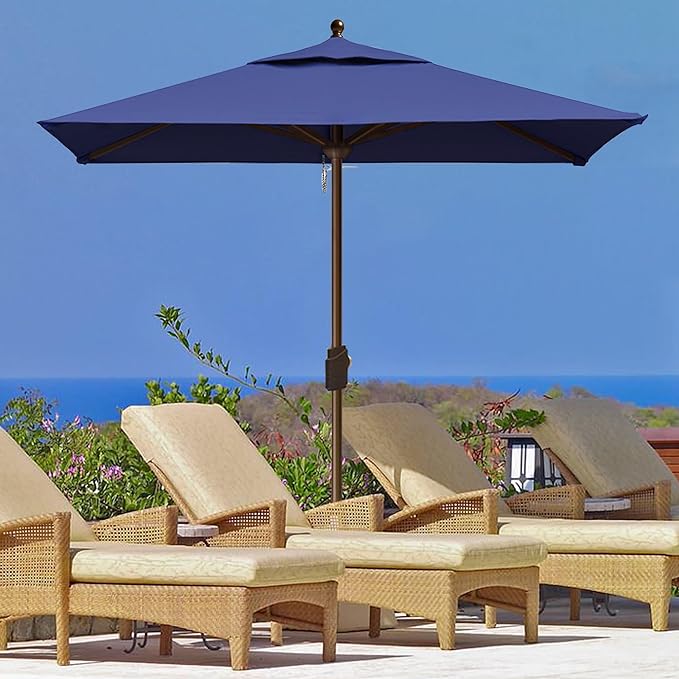 EliteShade USA 10-Year-Non-Fading 6x6Ft Square Market Umbrella Patio Outdoor Table Umbrella with Ventilation, Navy Blue
