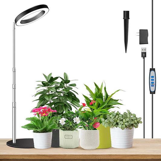 Grow Lights, Full Spectrum Plant Light for Indoor Plants, 2 in 1 Design Desktop Growing Lamp with Auto Timer for 6/12/16Hrs,3 Optional Spectrums,5 Brightness,Height Adjustable 9.8"-37.4"