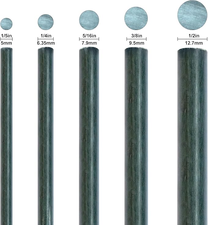 4ft 8pack Garden Stakes 1/4" Dia FRP Plant Supporting Stakes for Climbing Tomato Cucumber Strawberry Bean Tree, Pack of 8, Dark Green(48inch)
