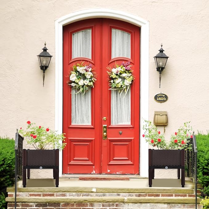 Emalie Raised Garden Beds Elevated Plastic Planter Box with Drainage Plugs Perfect for Vegetables Flowers Herbs Growing Outdoor, 47.2" Lx15.7 Wx16.5 H Brown