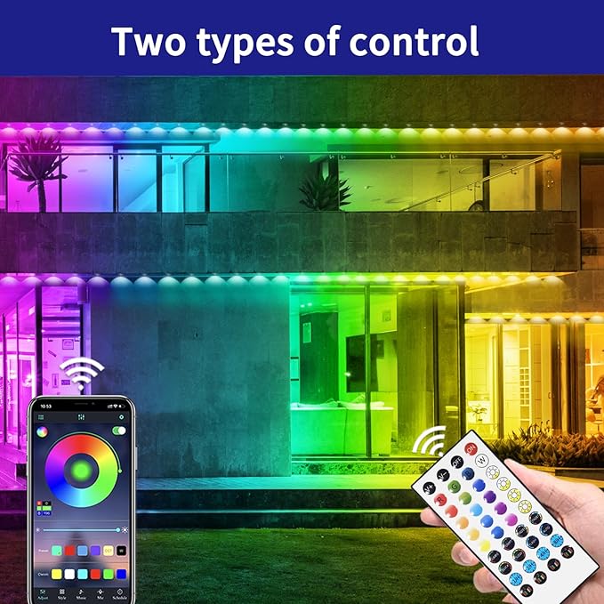 100ft Permanent Outdoor Light,RGB Eaves Lights with App Control Remote,DIY IP67 Waterproof Under Eave Lighting,Outside led Lights for Christmas,Garden,House Decorations