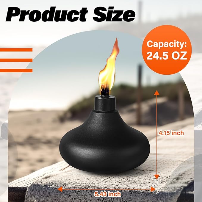 4 Pack Metal Table Top Torches, 24.5oz Citronella Torches for Outside, Refillable Flame Light Torch, Decorative Tabletop Lantern for Yard, Patio, Deck, Garden, Party, Landscape