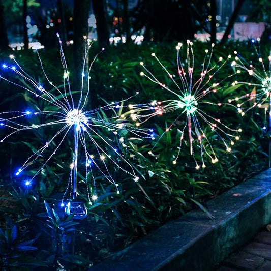 DIY Solar Garden Lights ETL Certified, 105 LED Solar DIY Flowers Fireworks Stars Lights Outdoor, RockyMars Waterproof Solar Powered Pathway Lights for Path Lawn Walkway Patio Yard Christmas, 2 Pack